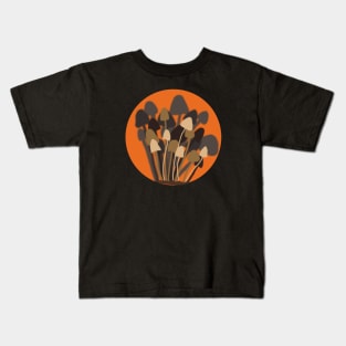 Mushrooms Art Original Design New School Orange Background Kids T-Shirt